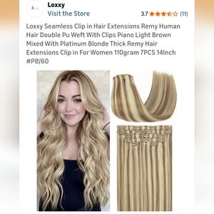 Seamless 14 Inch Clip-In Hair Extensions - Platinum Blonde & Light Brown